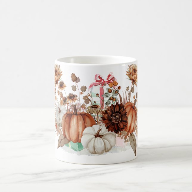 Country Orange and White Pumpkin Coffee Mug (Center)