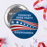 Country Over Party Biden Harris 2 Inch Round Button<br><div class="desc">Urge Republicans to vote for Joe Biden and Kamala Harris by putting their country over their political party. Vote blue to save America in the 2020 election.</div>