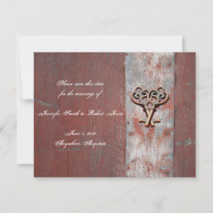 Country Painted Wood Skeleton Keys Save the Date Invitation