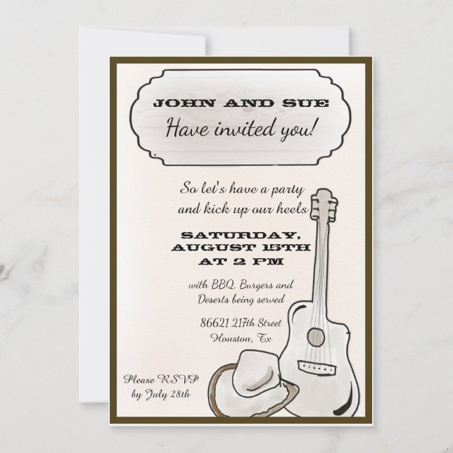 Country party thème Invitation - Obtenez votre Cas (Devant)