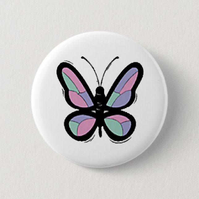 Country Patchwork Butterfly 2 Inch Round Button (Front)
