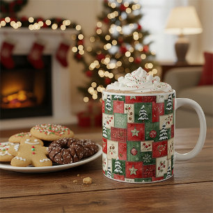 Country patchwork christmas pattern coffee mug