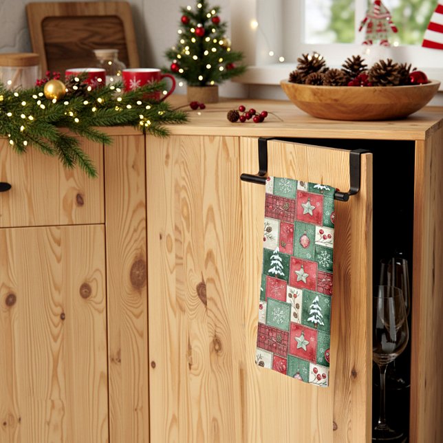 Country patchwork christmas pattern kitchen towel (Creator Uploaded)