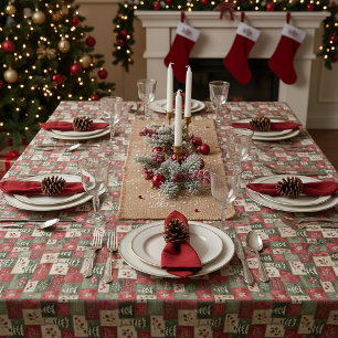 Country patchwork christmas pattern tablecloth
