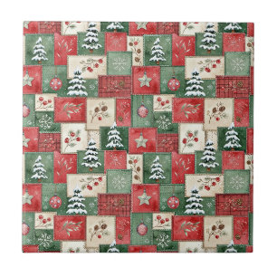 Country patchwork christmas pattern tile