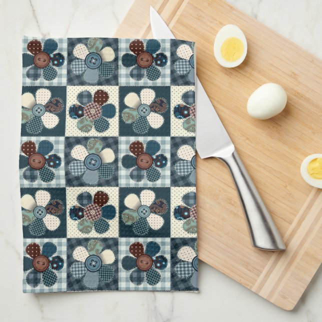 Country Patchwork Flowers  Kitchen Towel (Quarter Fold)