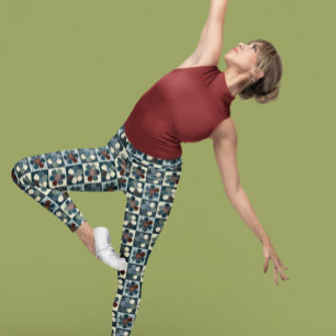 Country Patchwork Flowers  Leggings