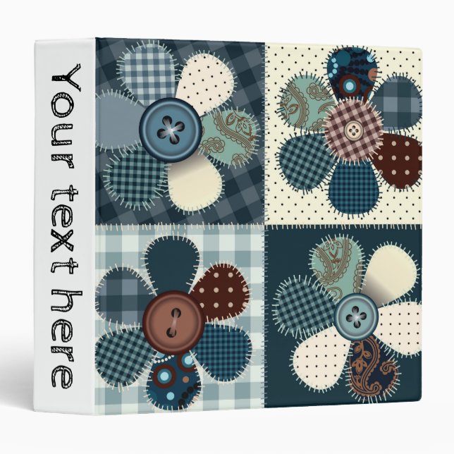 Country Patchwork Flowers Personalized Binder (Front/Spine)