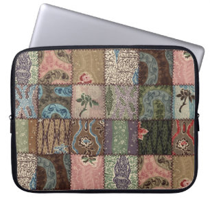 Country patchwork quilt, 3D texture. Laptop Sleeve