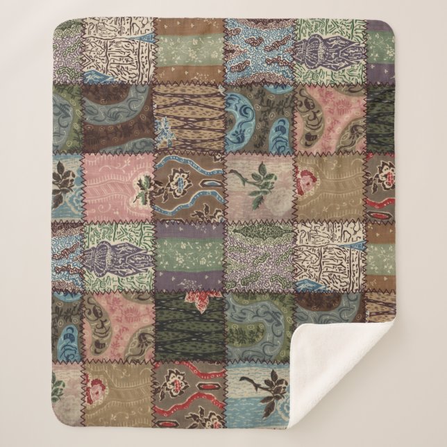 Country patchwork quilt, 3D texture. Sherpa Blanket (Front)