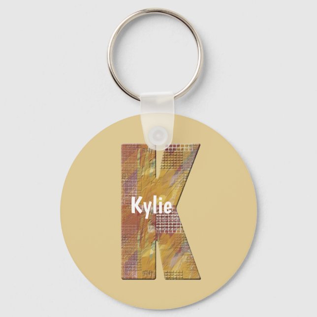 Country Patchwork Quilt Letter K Initial Monogram Keychain (Front)