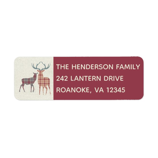 Country Pattern Christmas Deer Address Label (Front)