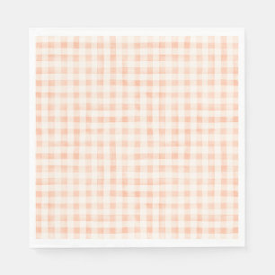 Country Peach Coloured Gingham Napkins