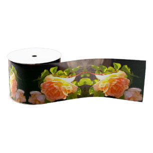 Country Peach Roses Grosgrain Ribbon