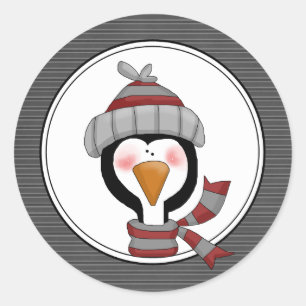 Country Penguin Holiday Envelope Seals Stickers