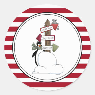 Country Penguin Holiday Envelope Seals Stickers