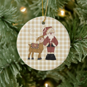 Country Père Noël et son ornement en céramique Rei