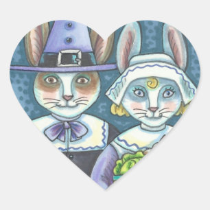 COUNTRY PILGRIMS, THANKSGIVING RABBIT STICKERS Hrt
