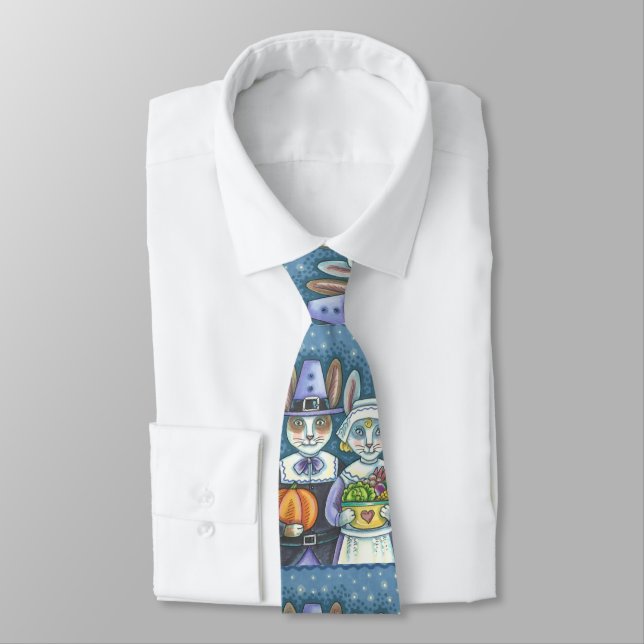 COUNTRY PILGRIMS, THANKSGIVING RABBITS NECK TIE (Tied)