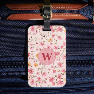 Country Pink Floral Luggage Tag