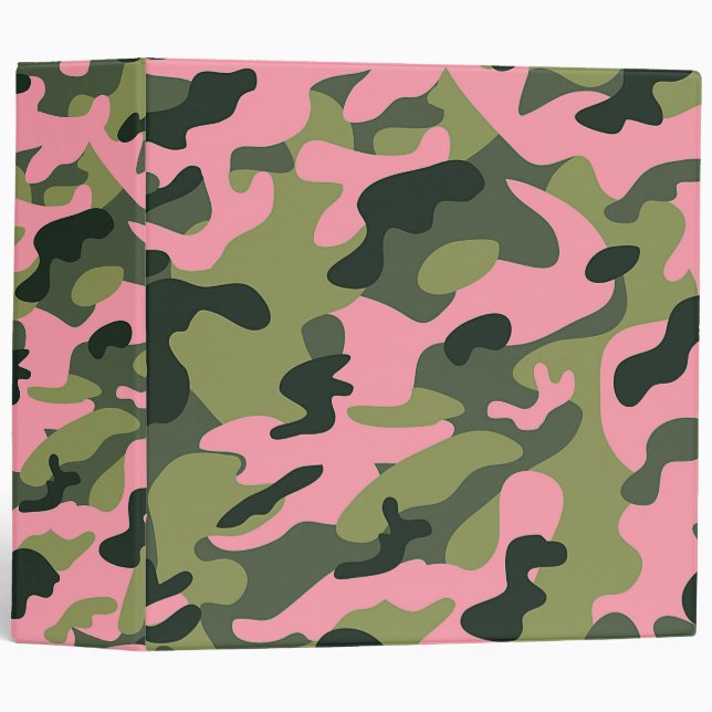 Country Pink Green Army Camo Camouflage Pattern Binder (Front/Spine)