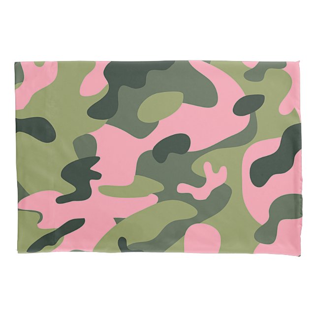 Country Pink Green Army Camo Camouflage Pattern Pillowcase (Front)