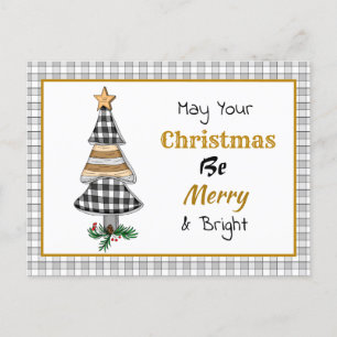 Country Plaid Christmas Tree   Merry and Bright Ca Postcard