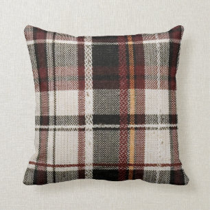 Country plaid throw pillow