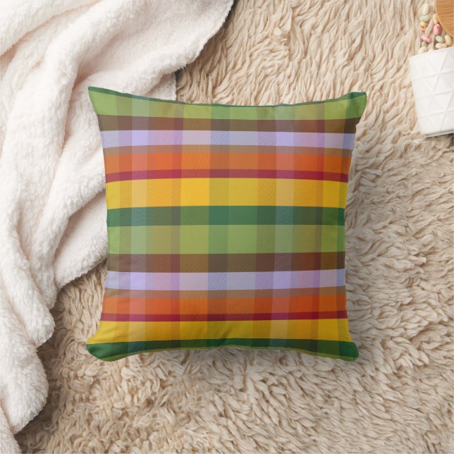 Country Poodle Plaid DGARTPAP Throw Pillow (Blanket)
