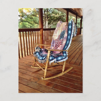 Country Porch Rocker American Flag Throw Postcard