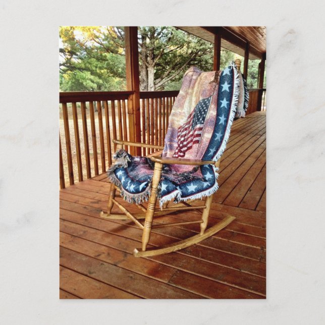 Country Porch Rocker American Flag Throw Postcard (Front)