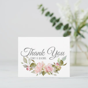 Country Pretty Pink Roses Bouquet Thank You Card