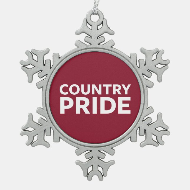 Country Pride Snowflake Pewter Christmas Ornament (Front)