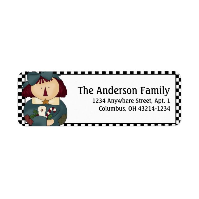 Country/Prim Christmas Annie Address Labels (Front)