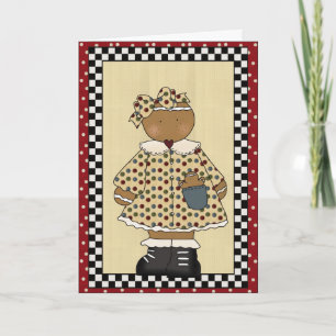 Country Prim Christmas Ginger Girl Greeting Card