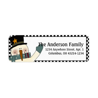 Country Prim Christmas Snowman Address Labels d2