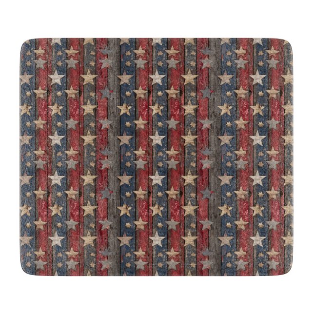 Country/Primitive Distressed Americana Cutting Board (Front)