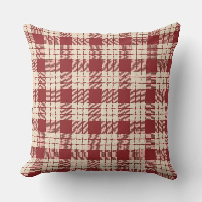 Country/Primitive Red Plaid Throw Pillow (Front)
