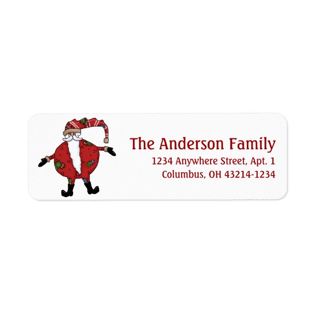 Country Primitive Santa Claus Return Address Label (Front)