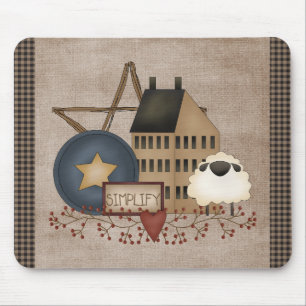 Country Primitive - Simplify - Yellow Saltbox Mouse Pad