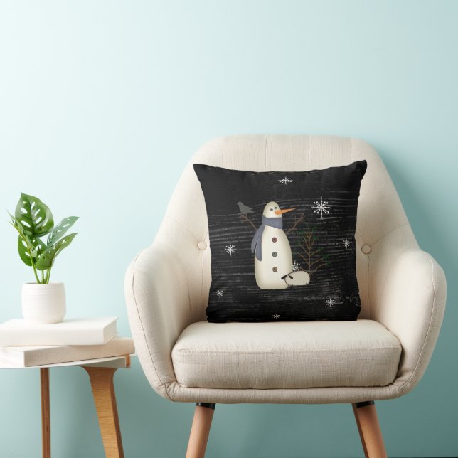 Country Primitive Snowman Pillow (Chair)