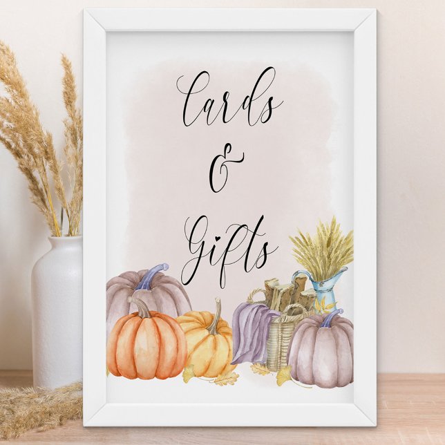 Country Pumpkin Blush Fall Cards and Gifts Poster (Girl Baby Shower Sign for fall - Cards & Gifts - order printed or as a printable download)