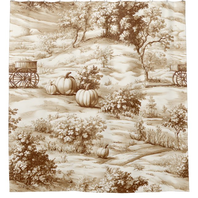 Country Pumpkin Toile in Warm Sepia Pattern (Front)