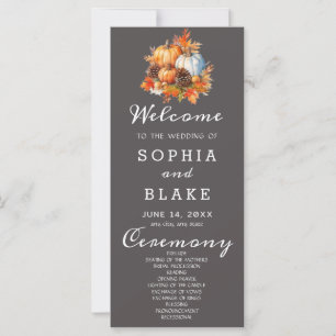 Country Pumpkins Fall Grey Wedding Program