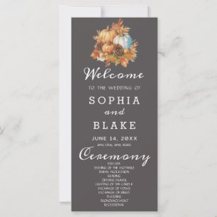 Country Pumpkins Fall Wolf Grey Wedding Program