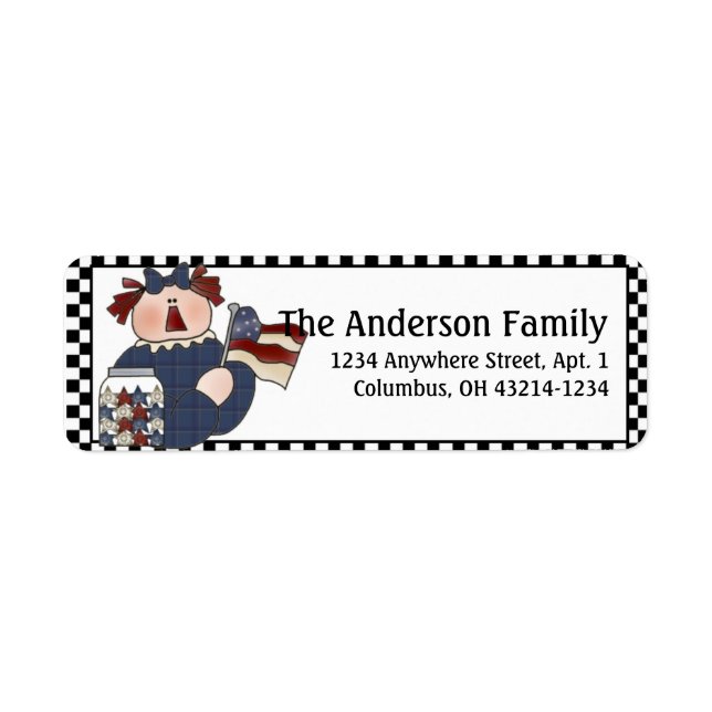 Country Raggedy Americana 2 Return Address Labels (Front)