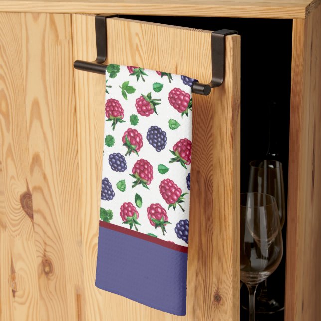 Country Raspberries Serviettes de cuisine (Pliage en tiers)