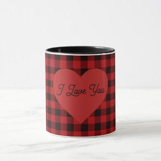 Country red and black plaid - heart detail mug