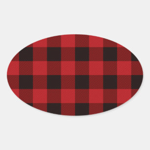 Country red and black plaid oval sticker