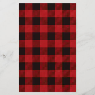 Country red and black plaid stationery